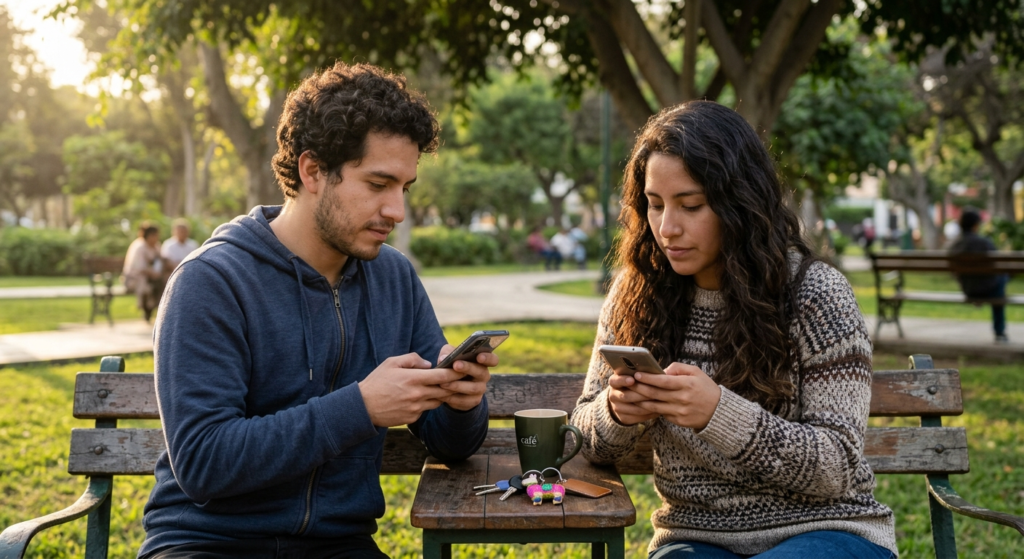 Latinos protegiendo sus contraseñas en su celular en Estados Unidos.